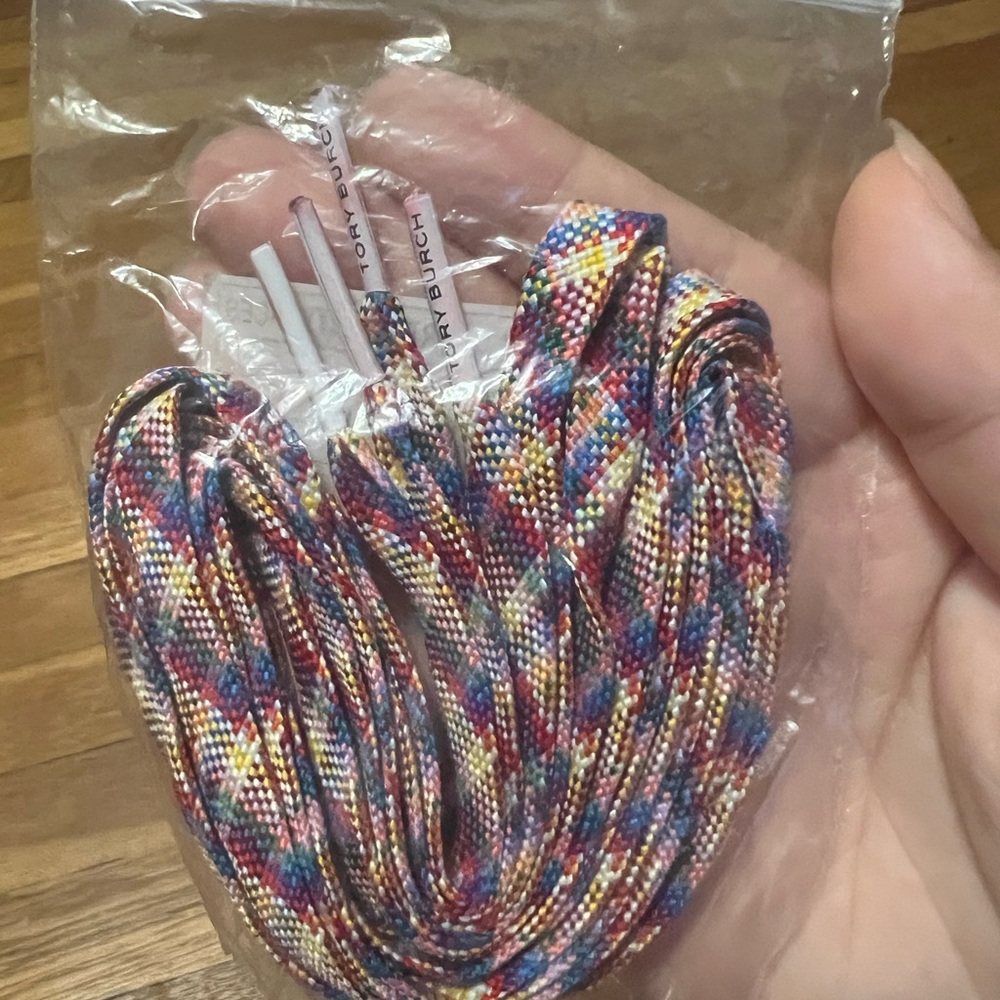 Tory Burch Multicolor Woven Cotton Shoelaces / Blue Novelty Shoelaces - Picture 2 of 3